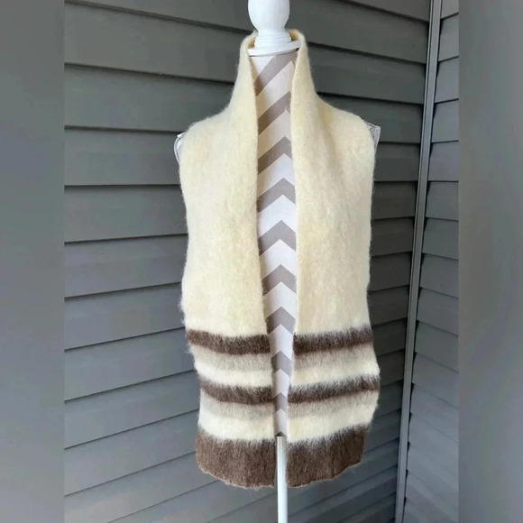 BRUSHED SAMBAND OF ICELAND WOOL SCARF - BEIGE / BROWN - Picture 2 of 4